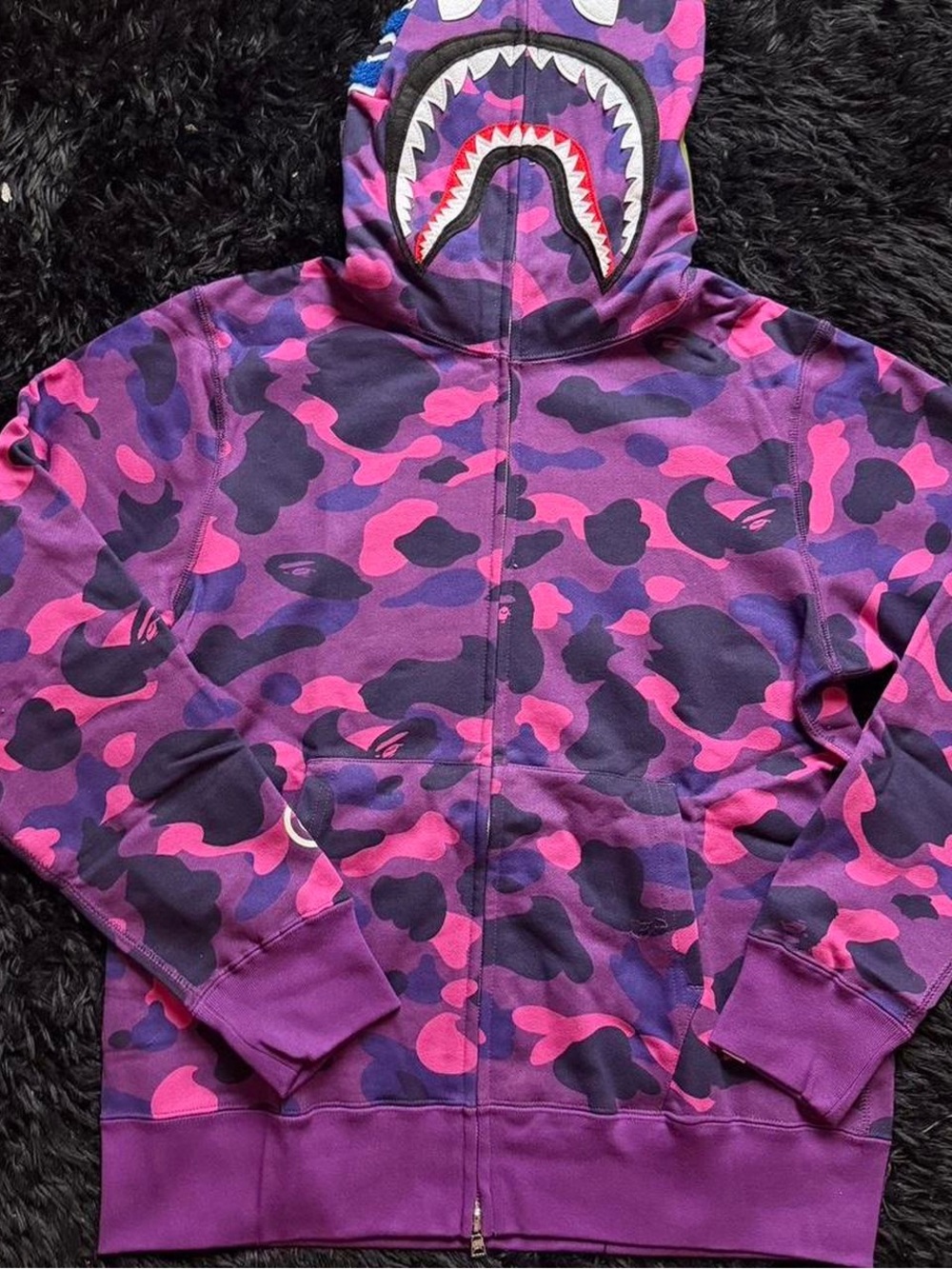 Bape Color Camo Shark Zip-Up Hoodie Purple